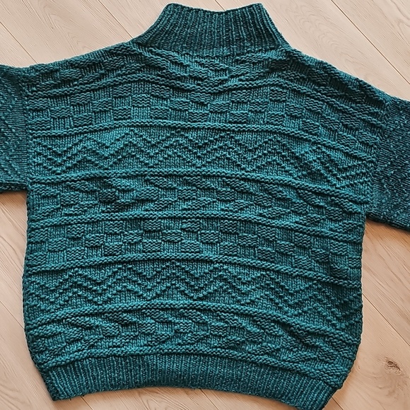 Wool Fishermancore Pattern Knit Chunky Wool Oversized Sweater "One Size" - Picture 8 of 14